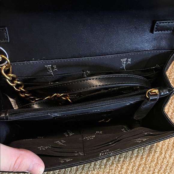 Betsey Johnson Black Clutch with Gold Charms - Picture 3 of 9